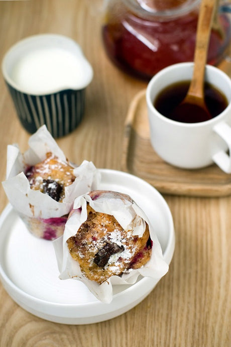 Dark Chocolate Raspberry Muffins with Le Creuset