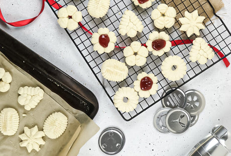 Gluten Free Shortbread Christmas Cookies featuring the Marcato Cookie Press