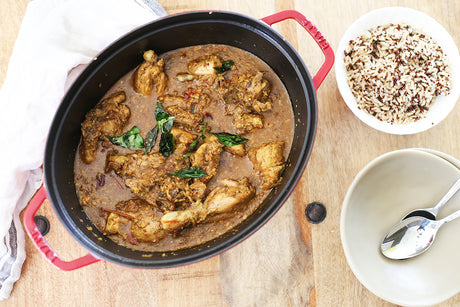 Andhra Chicken Curry in the Staub Oval Cocotte