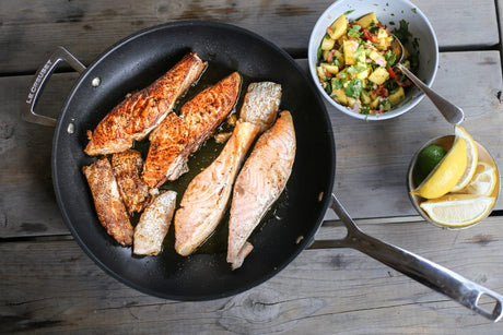 Salmon with Mango Salsa in the Le Creuset Toughened Non-Stick