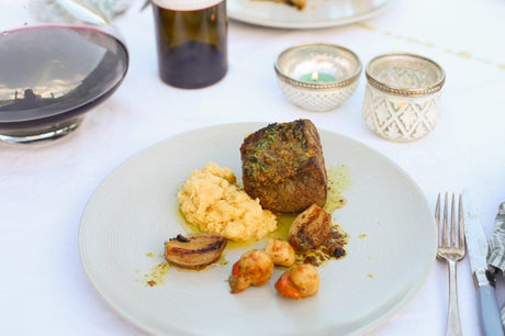 Valentine's Dinner: Seared Beef Fillet and Scallops with Café de Paris Butter and Parsnip Purèe