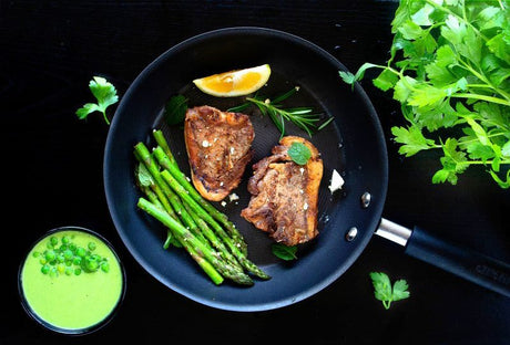 Lamb Chops with Pea Hummus