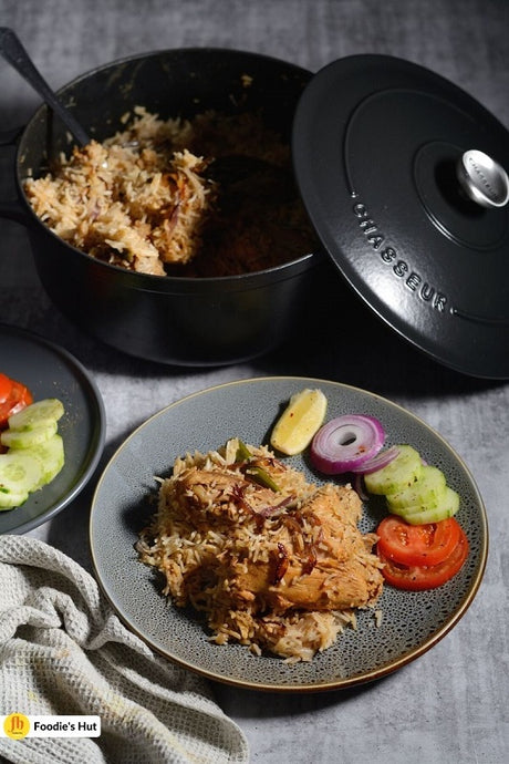 Morog Pulao, A Bengali Chicken Rice Recipe in the Chasseur French Oven