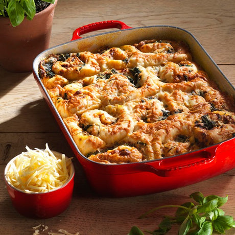 Florentine Pizza Rolls Baked in the Le Creuset Signature Roaster