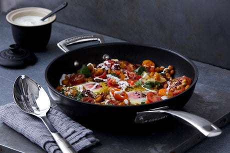 One Pan Chickpea, Tomatoes and Saffron Baked Eggs