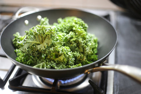 3 Ingredient Crispy Sesame Kale in the Scanpan Pro IQ Wok