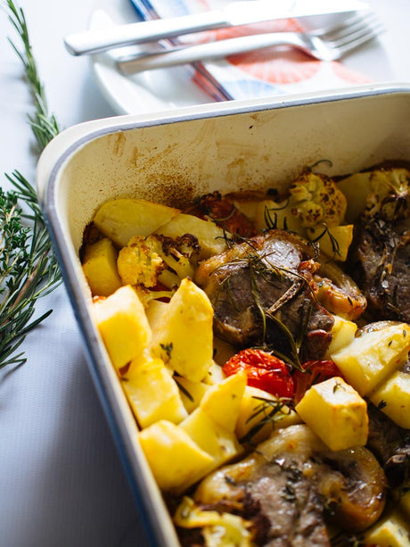 Roast Lamb & Vegetables with Chasseur Cast Iron Roasting Pan