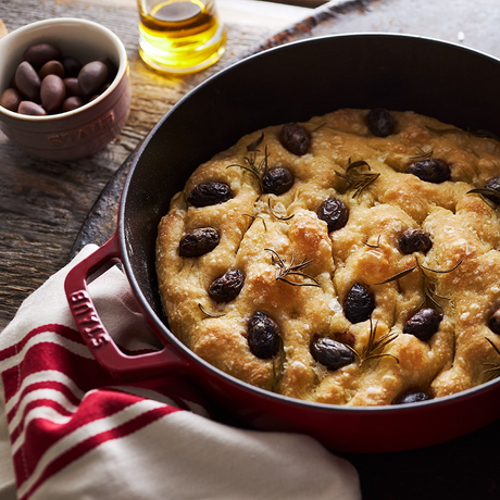 Easy One-Pan Focaccia with Olives and Rosemary