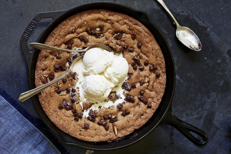 Warm Chocolate Chunk Cookie Baked in the Lodge Classic Cast Iron Skillet