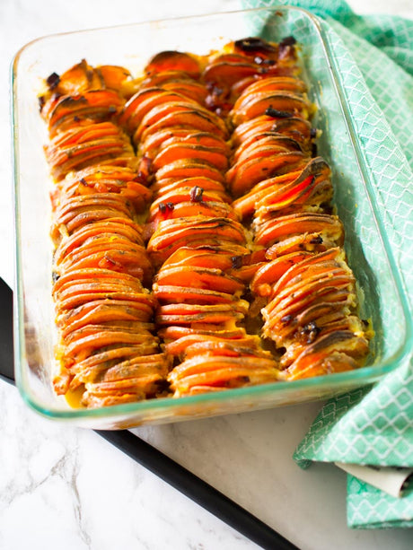 Maple Bacon Sweet Potato Bake with Borner V Slicer