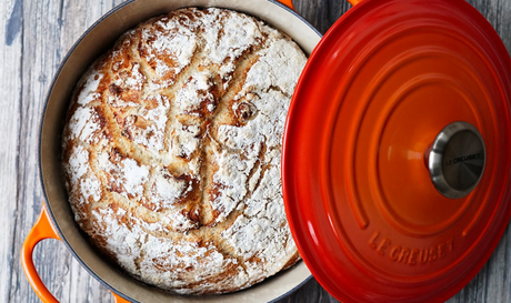 Sourdough Bread Cheats in a Cast Iron Casserole