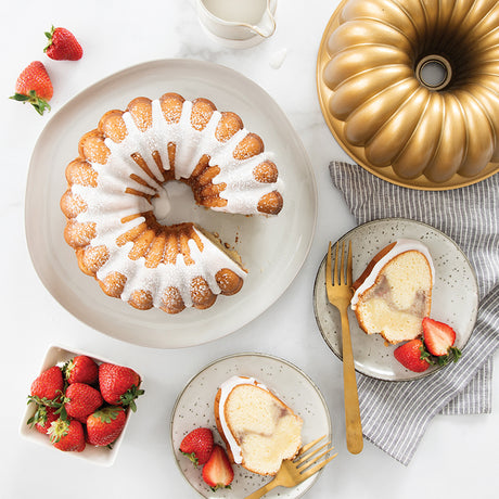 Strawberry Swirl Vanilla Bundt Cake