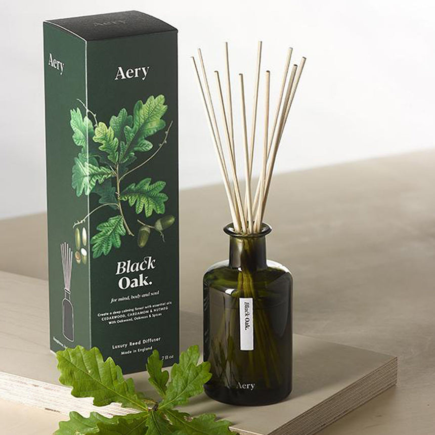 Aery Living Botanical Green Reed Diffuser 200ml Black Oak - Image 02