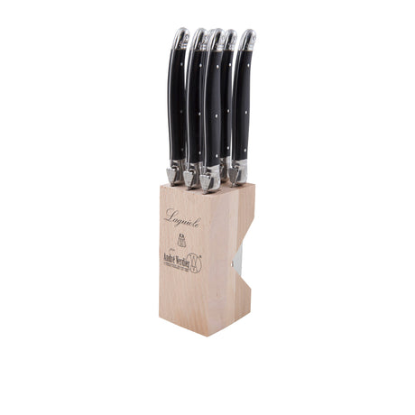 Laguiole Andre Verdier Debutant  6 Piece Steak Knife Set Black - Image 01