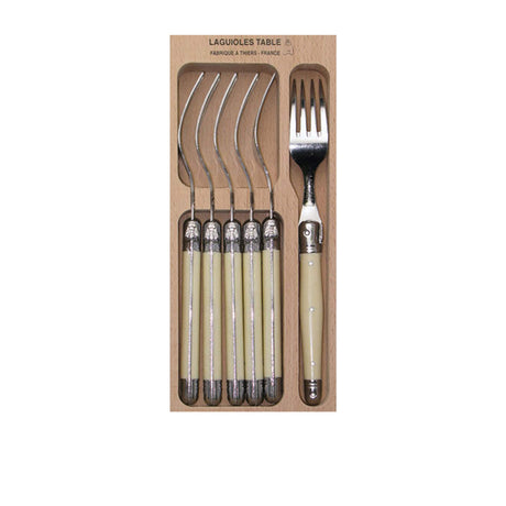 Laguiole Andre Verdier Debutant 6 Piece Fork Set Ivory - Image 01