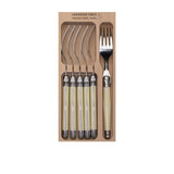 Laguiole Andre Verdier Debutant 6 Piece Fork Set Ivory - Image 01