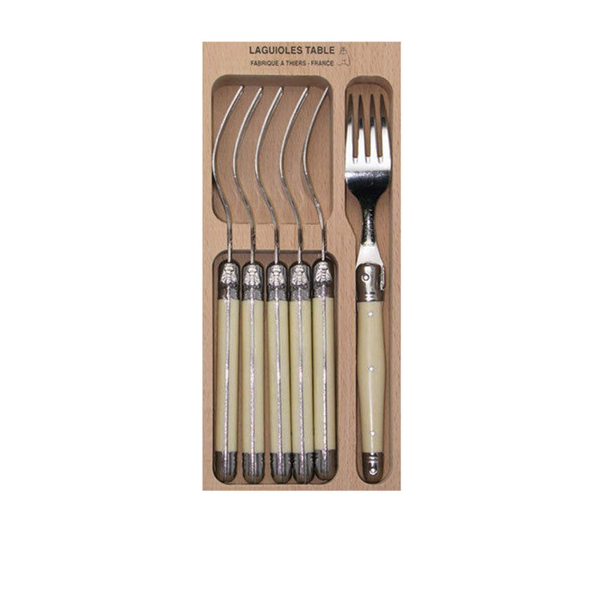 Laguiole Andre Verdier Debutant 6 Piece Fork Set Ivory - Image 01