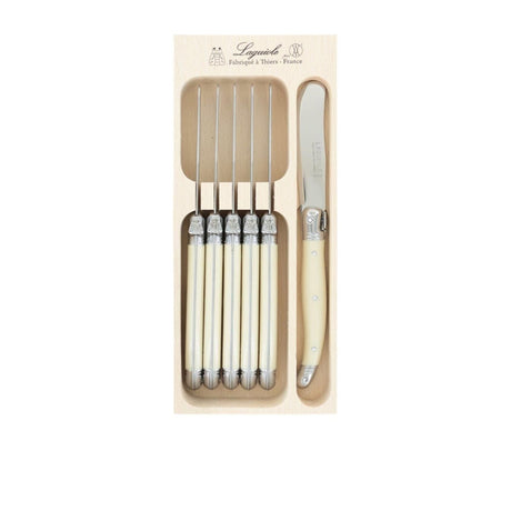 Laguiole Andre Verdier Debutant 6 Piece Butter Knife Set Ivory - Image 01