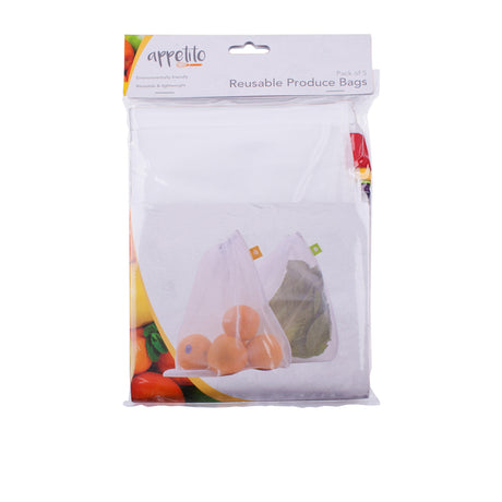 Appetito Reusable Produce Mesh Bag 5pk - Image 02