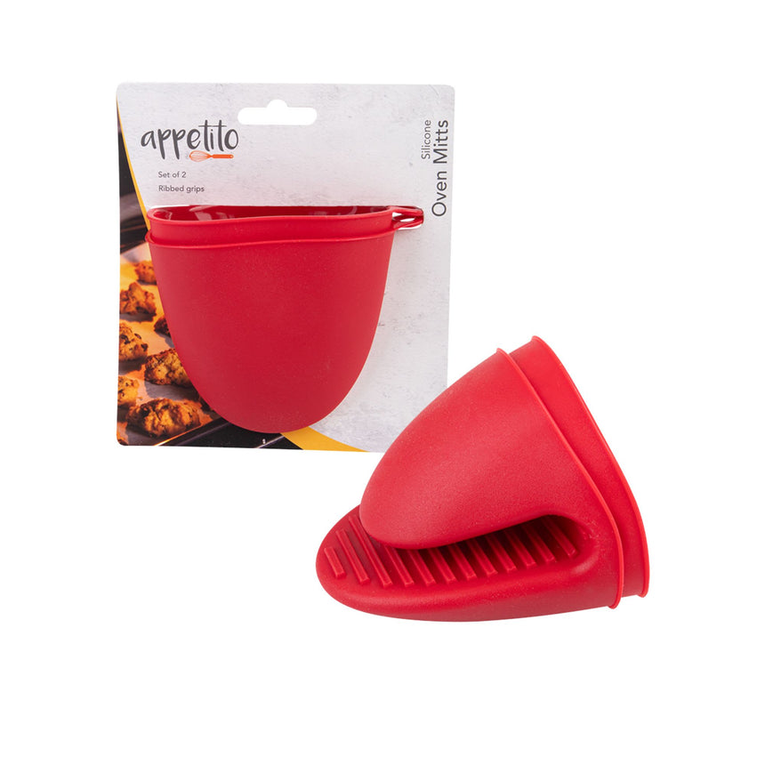 Appetito Silicone Oven Mitt Set of 2 in Red - Image 03