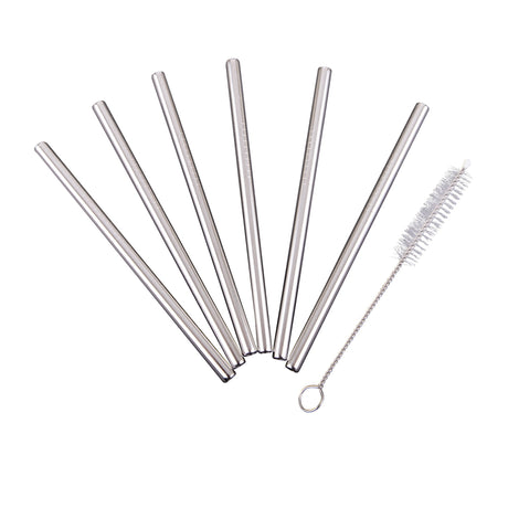 Appetito Stainless Steel Cocktail Straw with Brush Set of 6 - Image 01