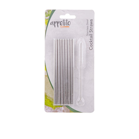 Appetito Stainless Steel Cocktail Straw with Brush Set of 6 - Image 02