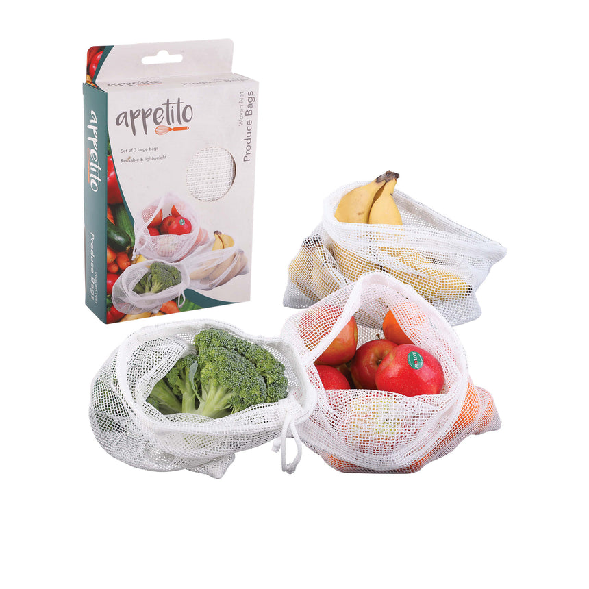 Appetito Woven Net Produce Bag Set of 3 - Image 01