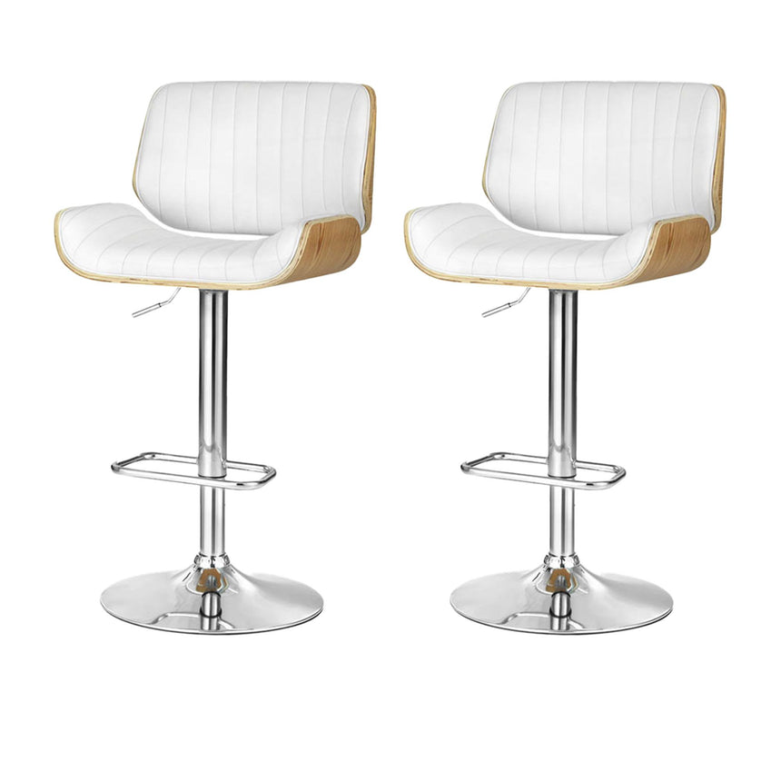 Artiss Bar Stool Set of 2 White - Image 01