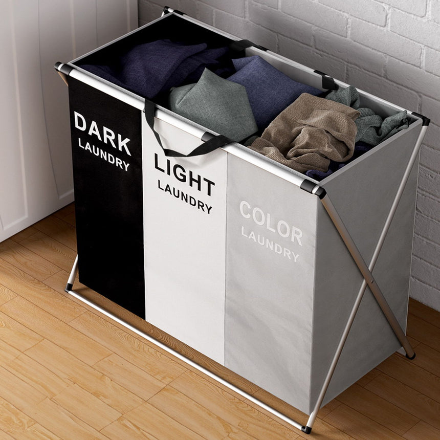 Artiss 3 Section Laundry Basket - Image 02