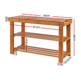 Artiss Bamboo 3 Tier Bench Shoe Rack Shelf Storage - Image 04