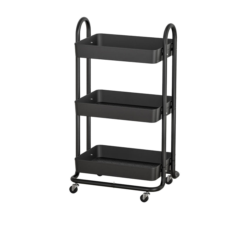 Artiss 3 Tier Storage Cart with Wheels Black - Image 01