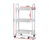 Artiss 3 Tier Storage Cart with Wheels White - Image 05