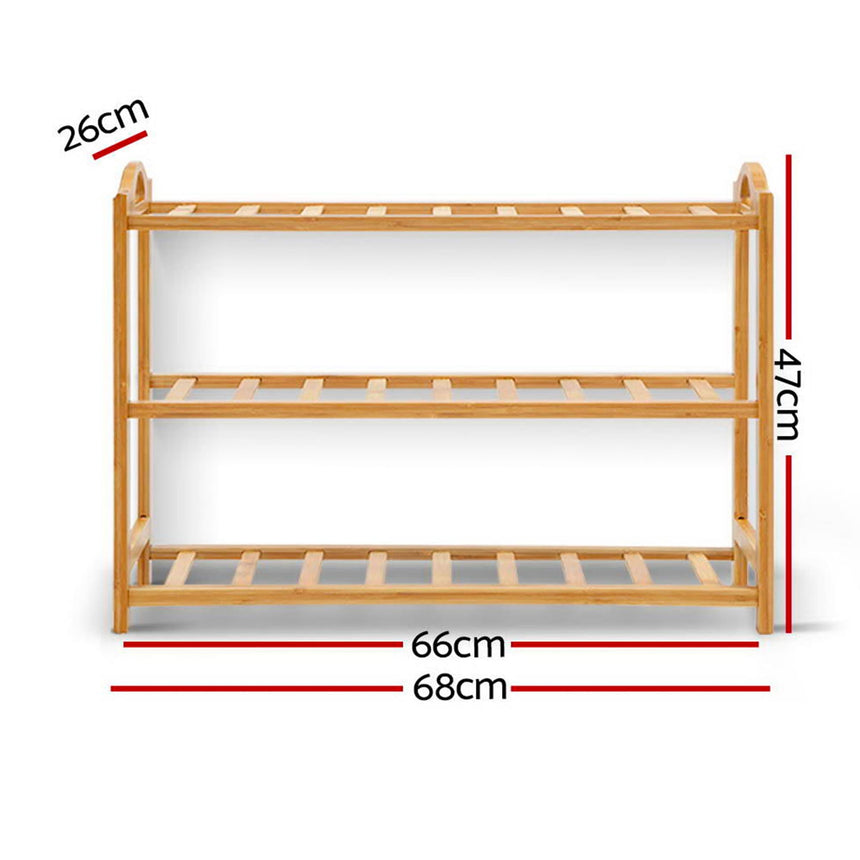 Artiss Bamboo 3 Tier Shoe Rack Shelf Storage - Image 03