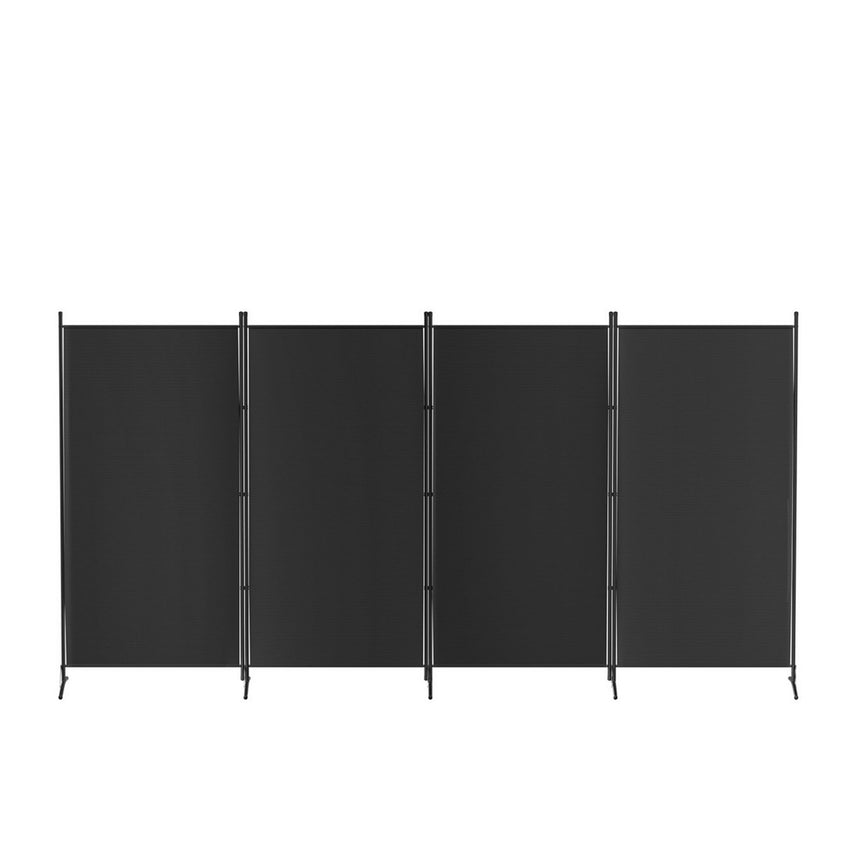 Artiss 4 Panel Fabric Room Divider Black - Image 05