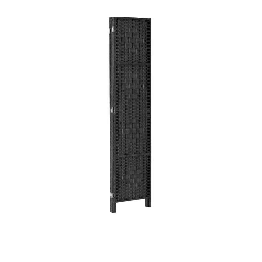 Artiss 4 Panel Rattan Room Divider Black - Image 05