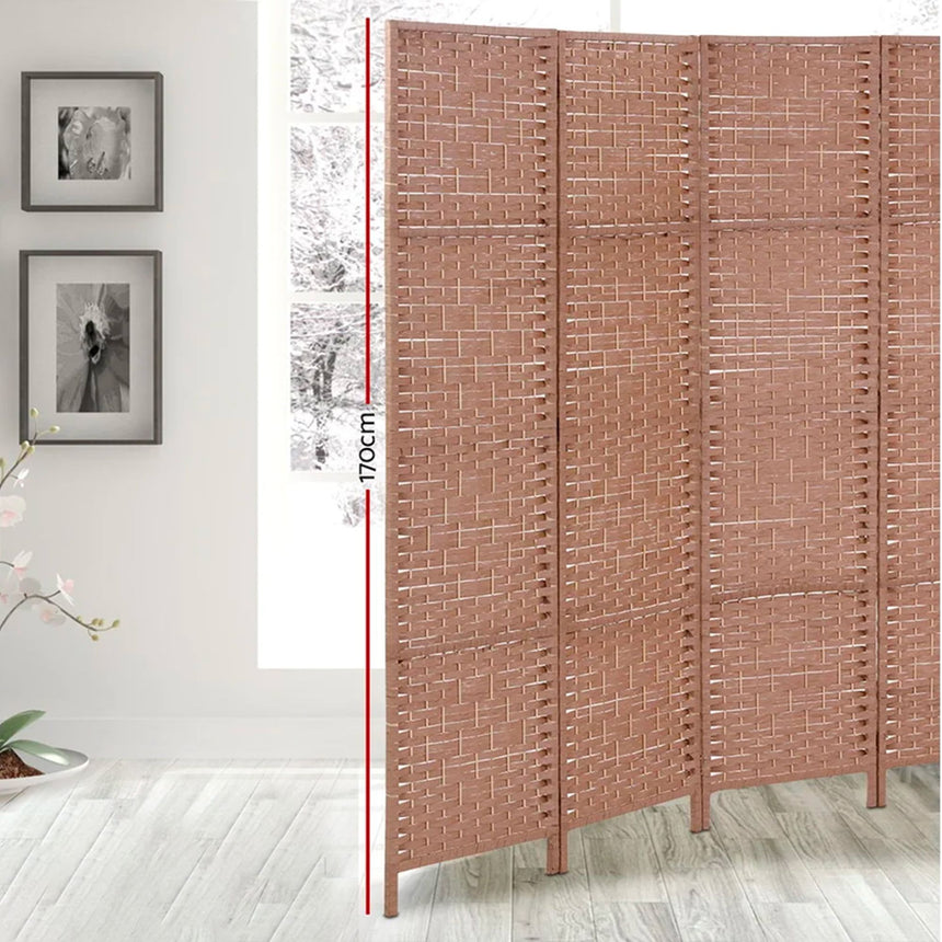 Artiss 4 Panel Rattan Room Divider Natural - Image 05