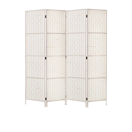 Artiss 4 Panel Rattan Room Divider White - Image 01