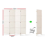 Artiss 4 Panel Rattan Room Divider White - Image 04