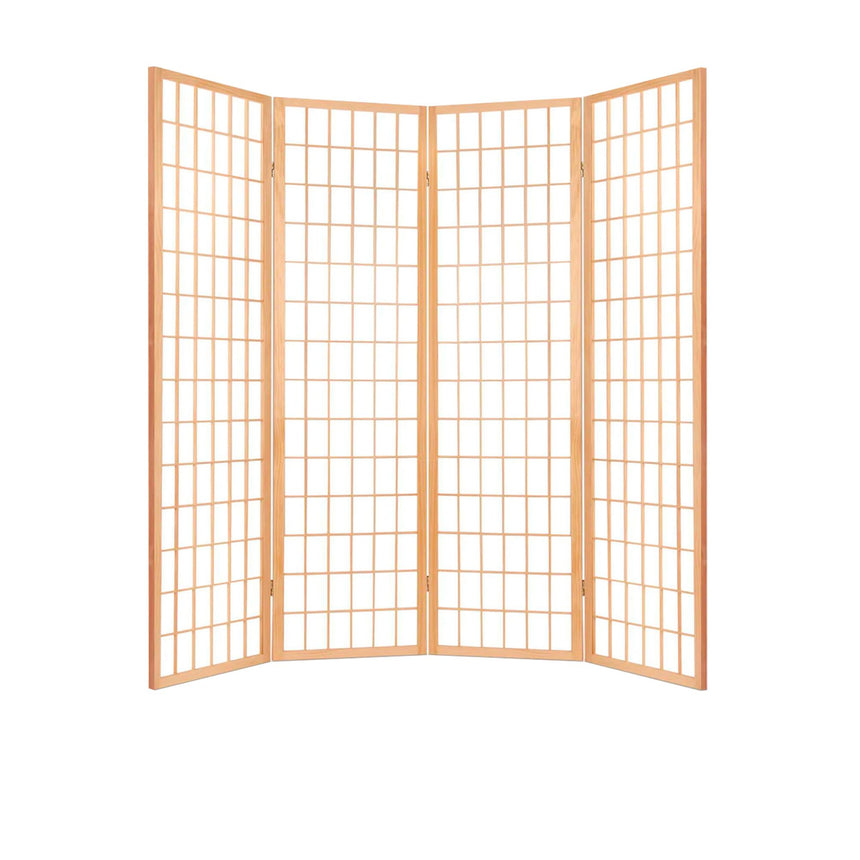 Artiss 4 Panel Wooden Room Divider Natural - Image 05