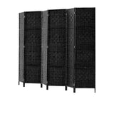 Artiss 6 Panel Rattan Room Divider Black - Image 03