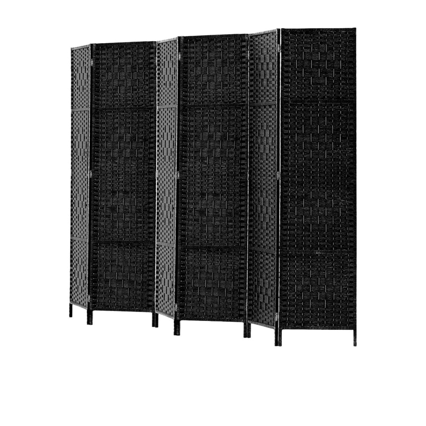 Artiss 6 Panel Rattan Room Divider Black - Image 03