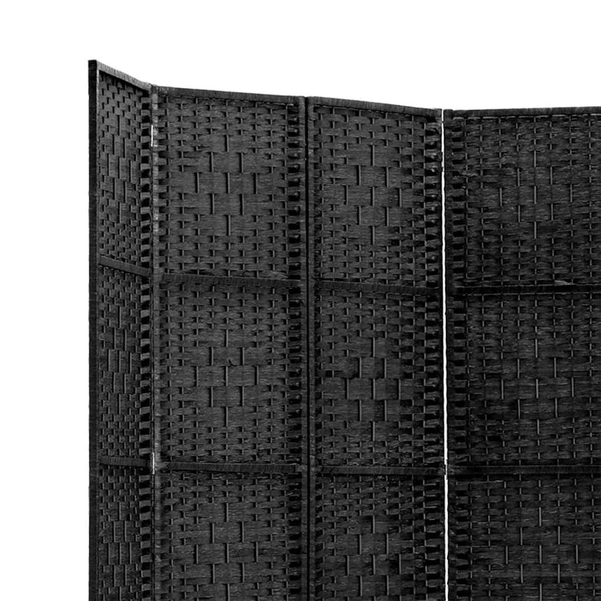 Artiss 6 Panel Rattan Room Divider Black - Image 05