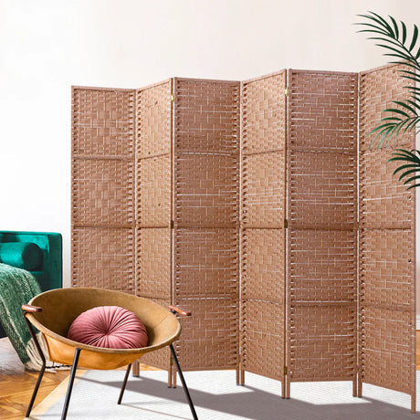 Artiss 6 Panel Rattan Room Divider Natural - Image 02