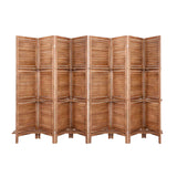 Artiss 8 Panel Wooden Room Divider with Shelf Brown - Image 01