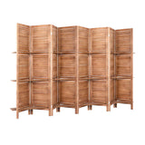 Artiss 8 Panel Wooden Room Divider with Shelf Brown - Image 03