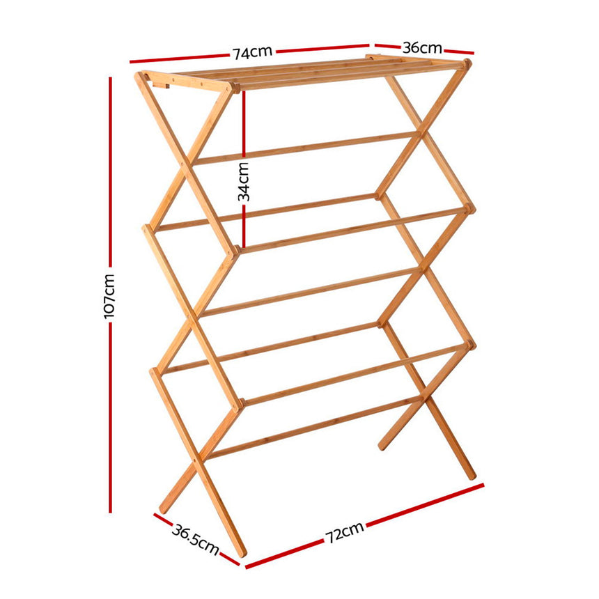 Artiss Bamboo Clothes Drying Rack - Image 05