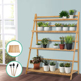 Artiss Bamboo Foldable 4 Tier Planter Stand - Image 03