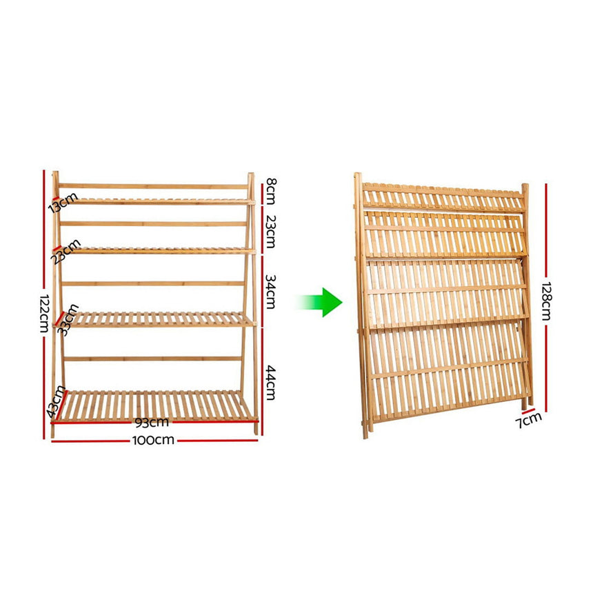 Artiss Bamboo Foldable 4 Tier Planter Stand - Image 05