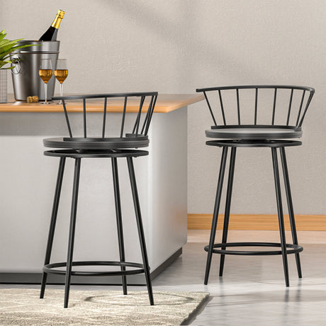 Artiss Metal Swivel Bar Stool Set of 2 - Image 02