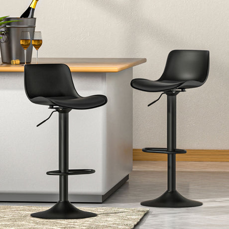 Artiss Swivel Bar Stool Set of 2 Black - Image 02